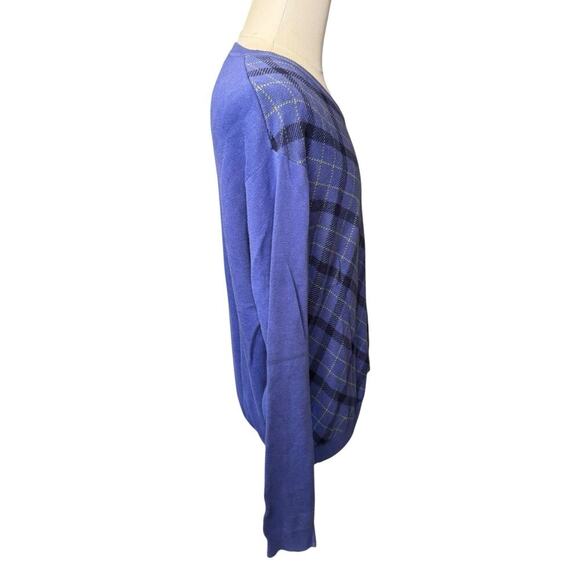 Payne Stewart Golf Sweater Purple Black Argyle Long Sleeve V-Neck Cotton Large - Picture 5 of 6